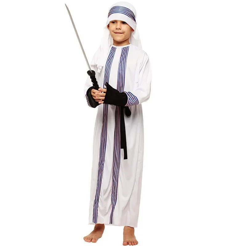 Costume da bambino arabo arabo sheik principe re cosplay per bambini per ragazzi carnevale di Halloween
