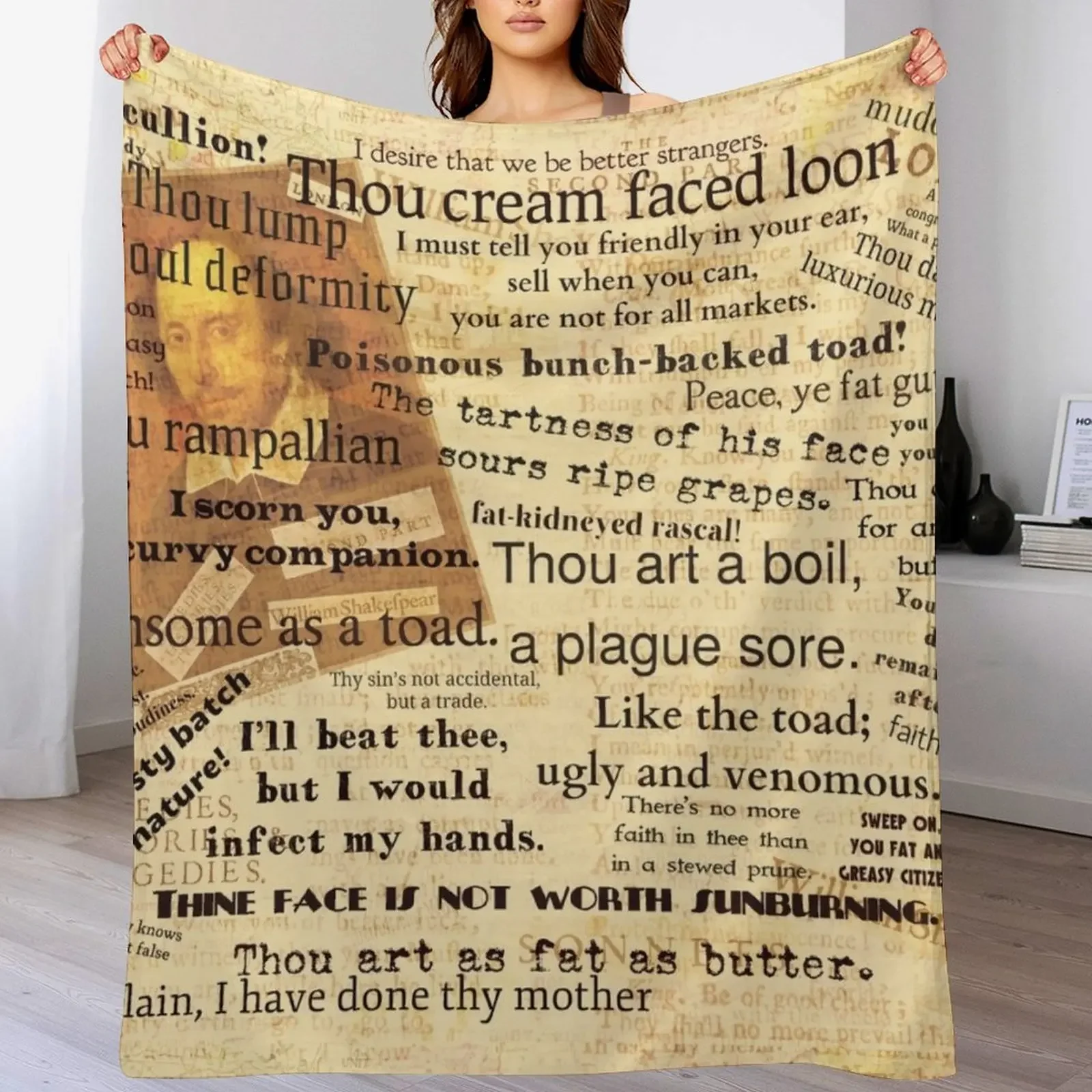 

Shakespeare’s Best Insults Throw Blanket Luxury Designer Sofa Quilt Blankets