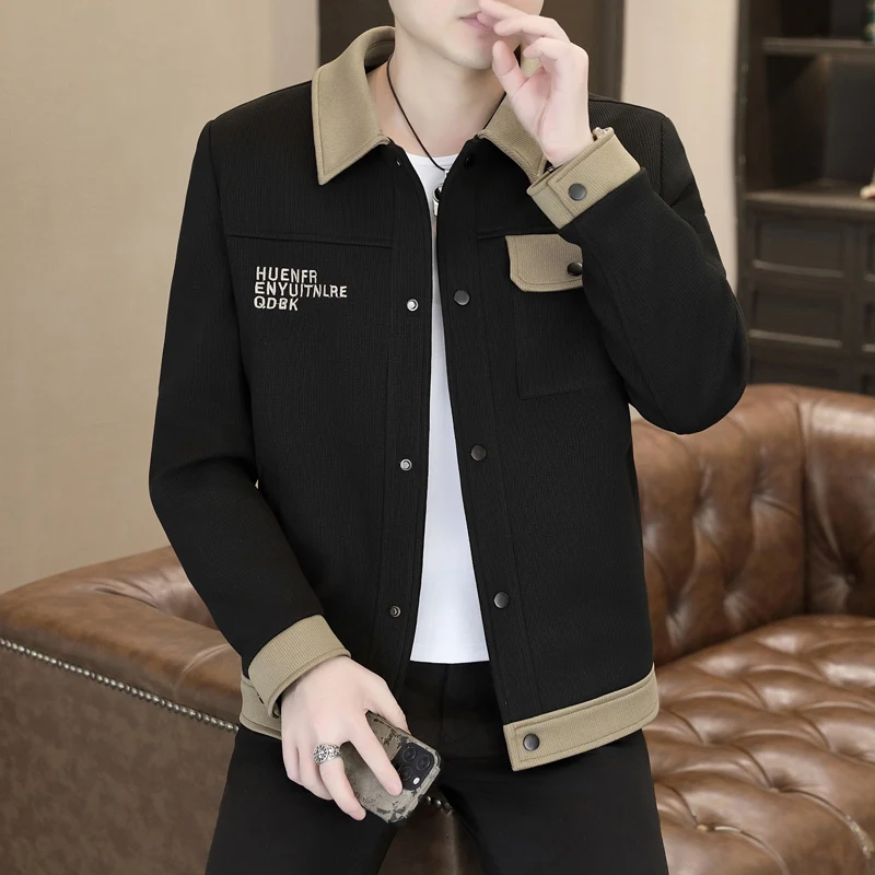

2025 Autumn Splicing Casual Jacket Men Slim Fit Versatile Business Social Jackets Fashion Social Streetwear Windbreaker Coats