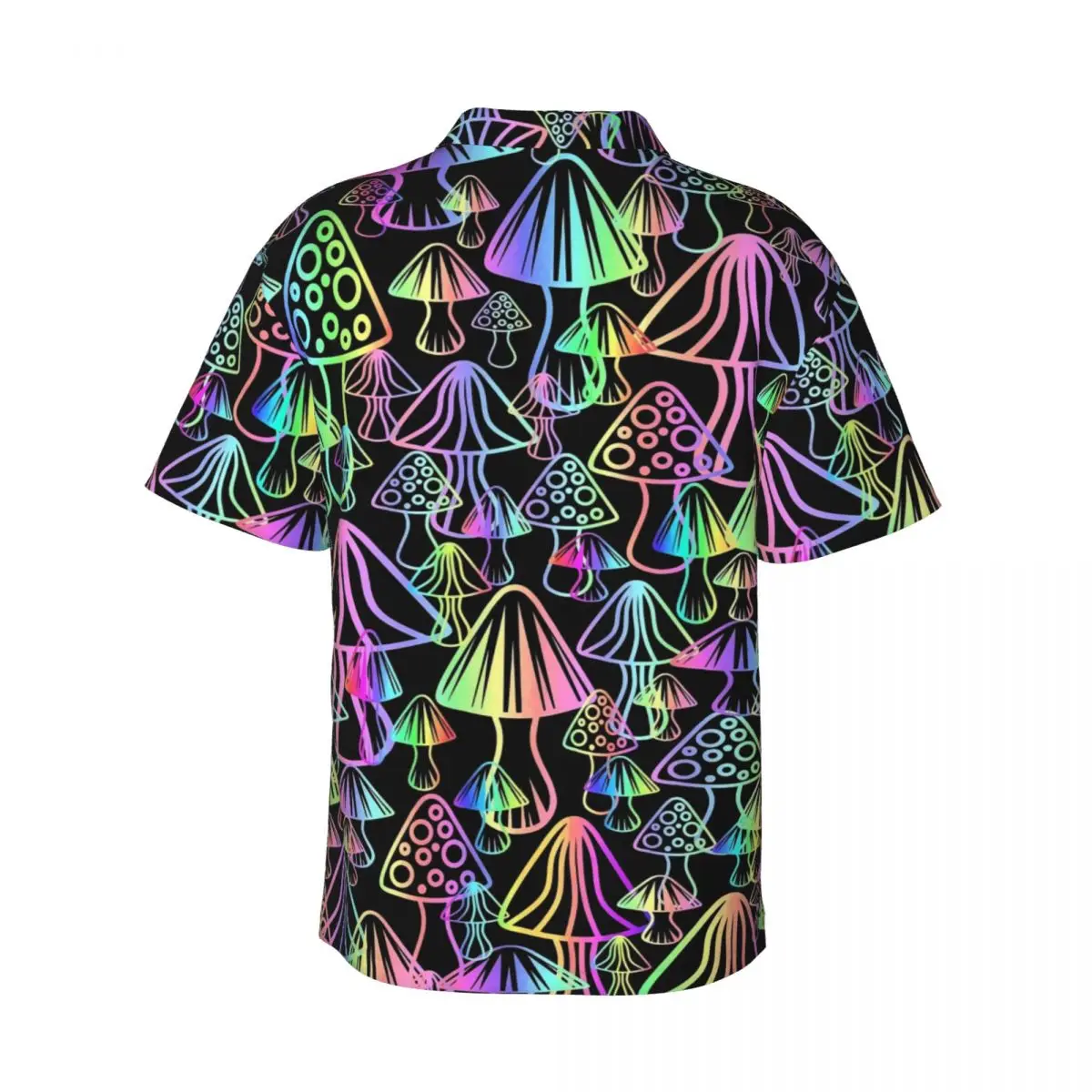 Magic Mushrooms Vacation Shirt Man Neon Mushroom Casual Shirts Hawaiian Short-Sleeved Pattern Loose Oversize Blouses Gift