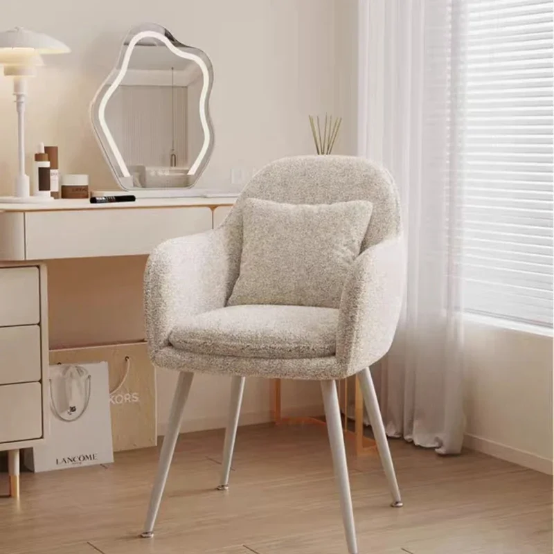 

Luxurious Lamb-Wool Makeup Chair: Insta-Rich Dresser Stool with Comfortable Wide Seats Elegant Lounge Chair