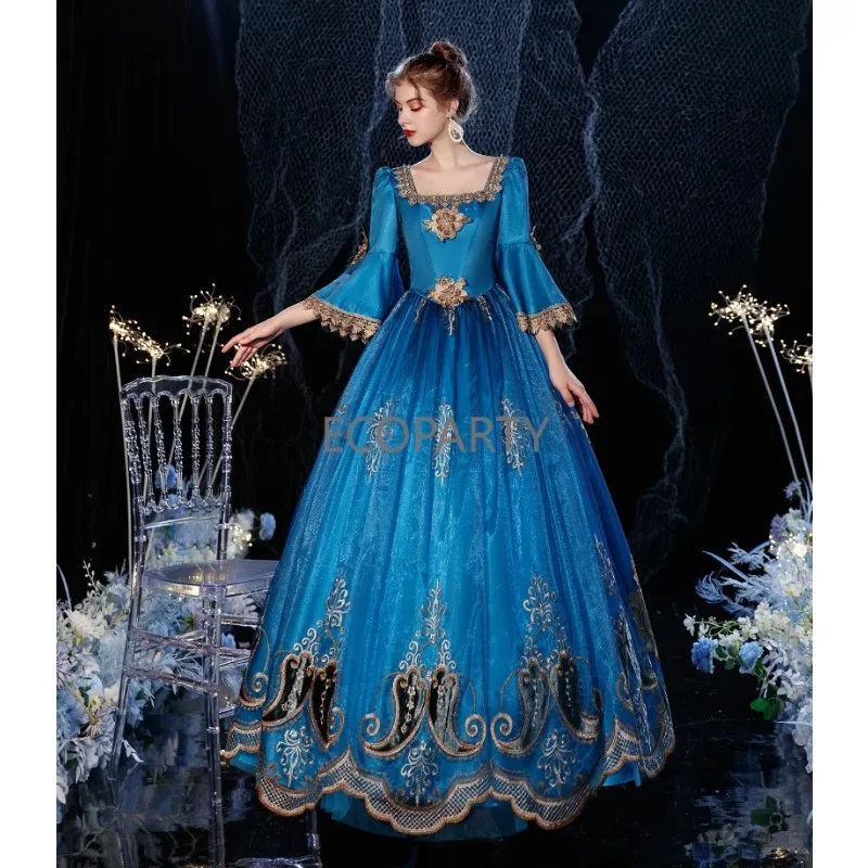 New 18th Blue Victorian Court  Retro Baroque Clothing Renaissance Vintage Inspired Rococo Marie Antoinette Costume Prom Dress