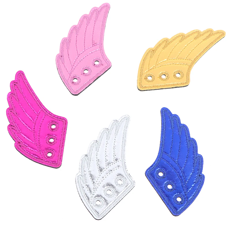 1Pair Colorful PU Bats Glitter Angel Shoe Wings Ornament Show Shoe Accessories Halloween Party Fun Skate Shoes DIY Decorations