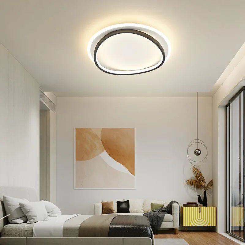 Lámpara de techo LED moderna para dormitorio, sala de estar, comedor, decoración del hogar de oro negro, accesorios de iluminación interior, Lustre