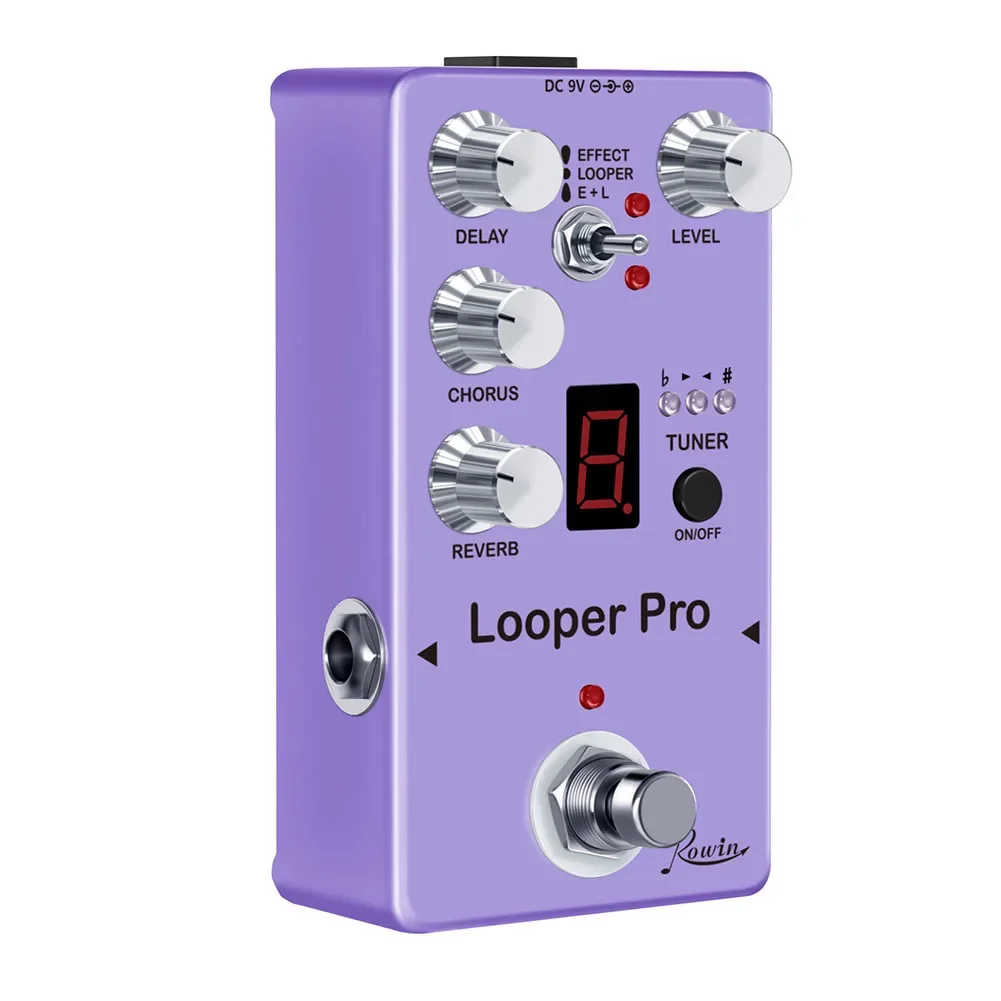 

Педаль для цифровых эффектов ROWIN Looper Pro 40s, циклическая запись, реверберация, задержка хора и тюнер, исключительное качество звука