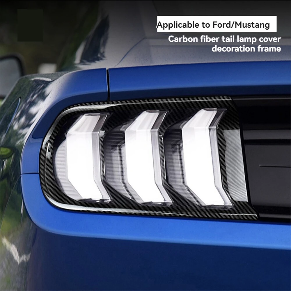 Real Dry Carbon Fiber Rear Tail Light Lamp Trim Frame Cover Decoration Upgraded Body Kit Exterior Parts For Ford Mustang 2018+