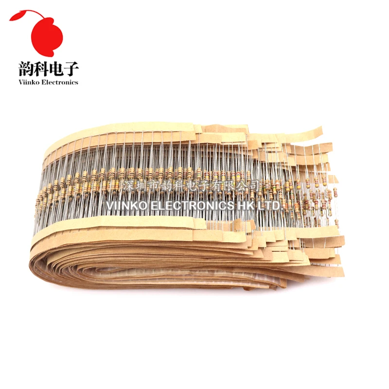 2500pcs 1/4W Carbon Film Resistor Kit 50 Values 1 ohm - 10M 0.25W 5% Resistance Assortment Set Sample Pack