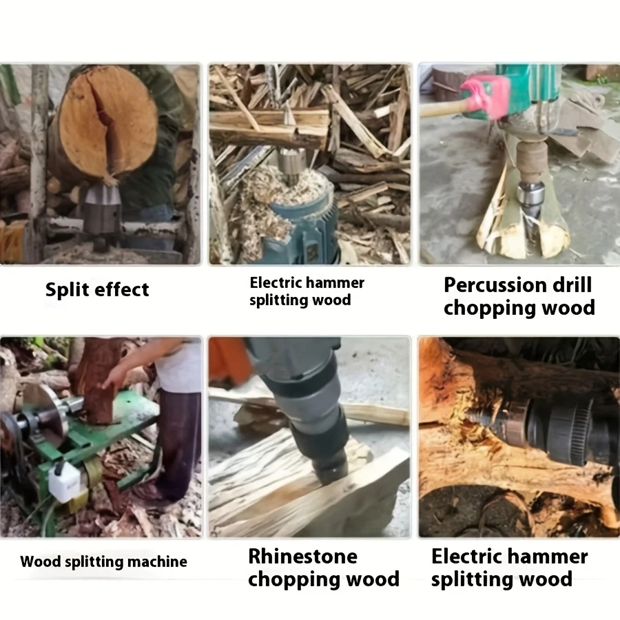 

4Pcs/Set 31mm Firewood Splitting Drill Bit Wood Splitter Screw Cones Bit Square Round Hexagonal Used For Electric Hammer