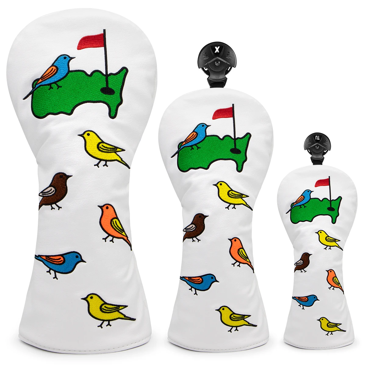 Golf Club Head Covers Golf Wood Head Cover for Driver Fairway Wood Covers Hybrid Headcoves with Birds Design