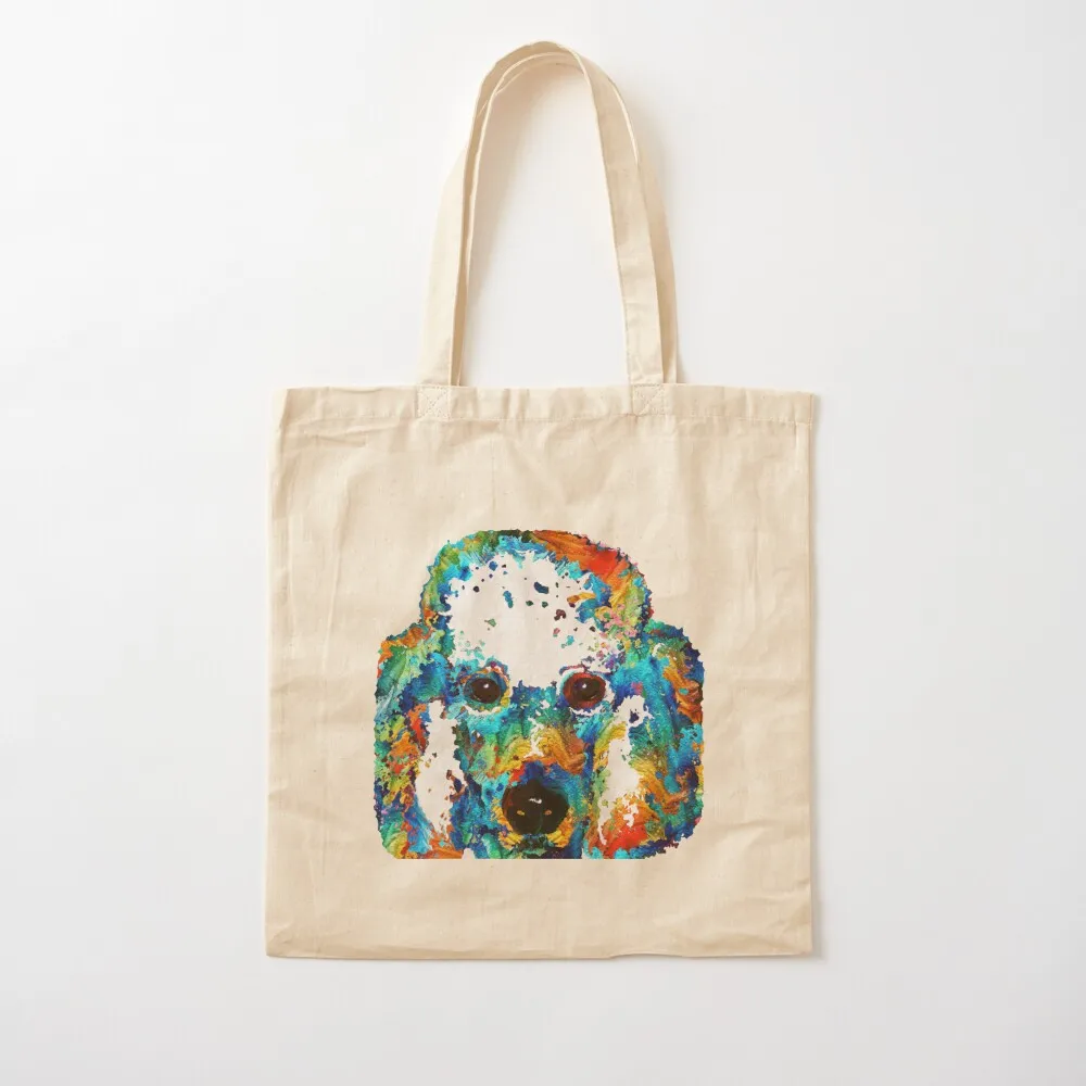 Colorful Poodle Dog Art by Sharon Cummings Tote Bag the tote men's Canvas