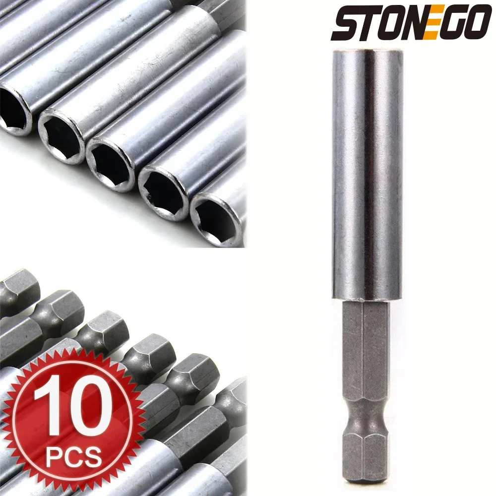 

STONEGO 1PC/10PCS 60mm Magnetic Screwdriver Extension Bit Tips Holder 1/4in Hexagon Shank Set Drill Bit Adapter