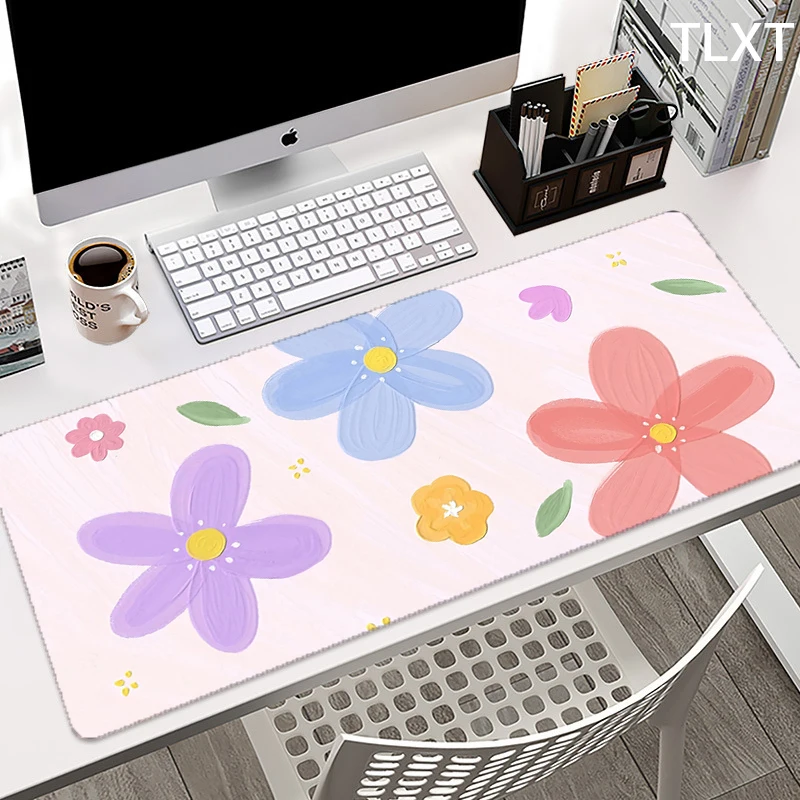 Tapete do rato da flor grande bonito mousepad xxl tapete do rato grande tapete do teclado tapete de mesa mausepad para computador portátil mouse pads