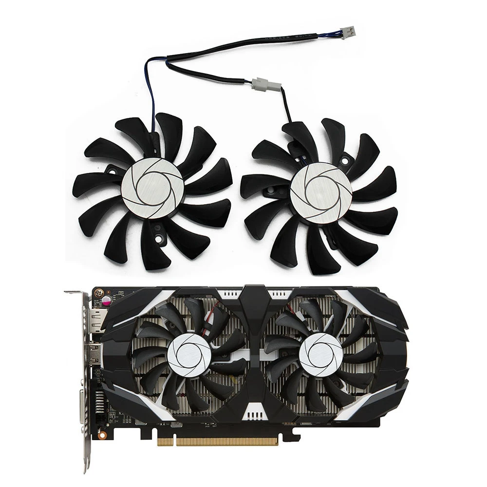 Hot sale HA8010H12F-Z 75MM 2Pin GTX1050Ti GPU Cooler DUAL Fan for GTX 1050Ti GTX-1050-Ti-4GT-OC(2Pcs)