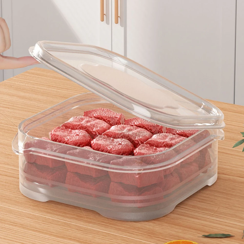 5/1Pcs Plastic Refrigerator Storage Box Transparent Freeze Meat Vegetable Fresh-Keeping Storage Container With Lid For Kitchen