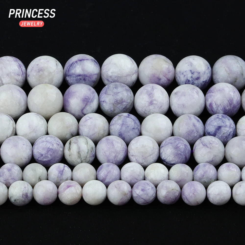 A+ Natural Purple Howlite  6 8 10mm Loose Stone Beads for Jewelry Making  Bracelets Wholesale Turquoise Beads DIY Accessories