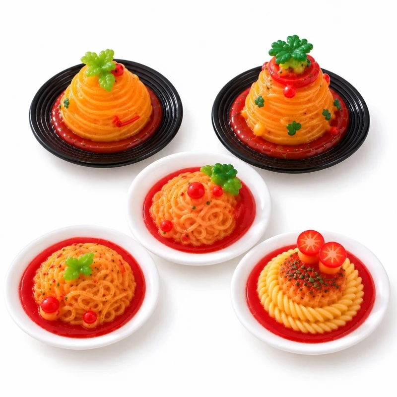 Miniature Spaghetti Props, Round Plate Meal Design for Doll House Dining Rooms, Creative Journals, and Resin Craft