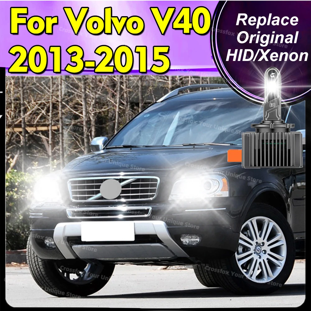 2 Faros Delanteros LED D3S D3R, Tamaño HID 1:1, 50000LM, 110W, Plug&Play, Bombilla LED Turbo para Volvo V40 2013 2014 2015