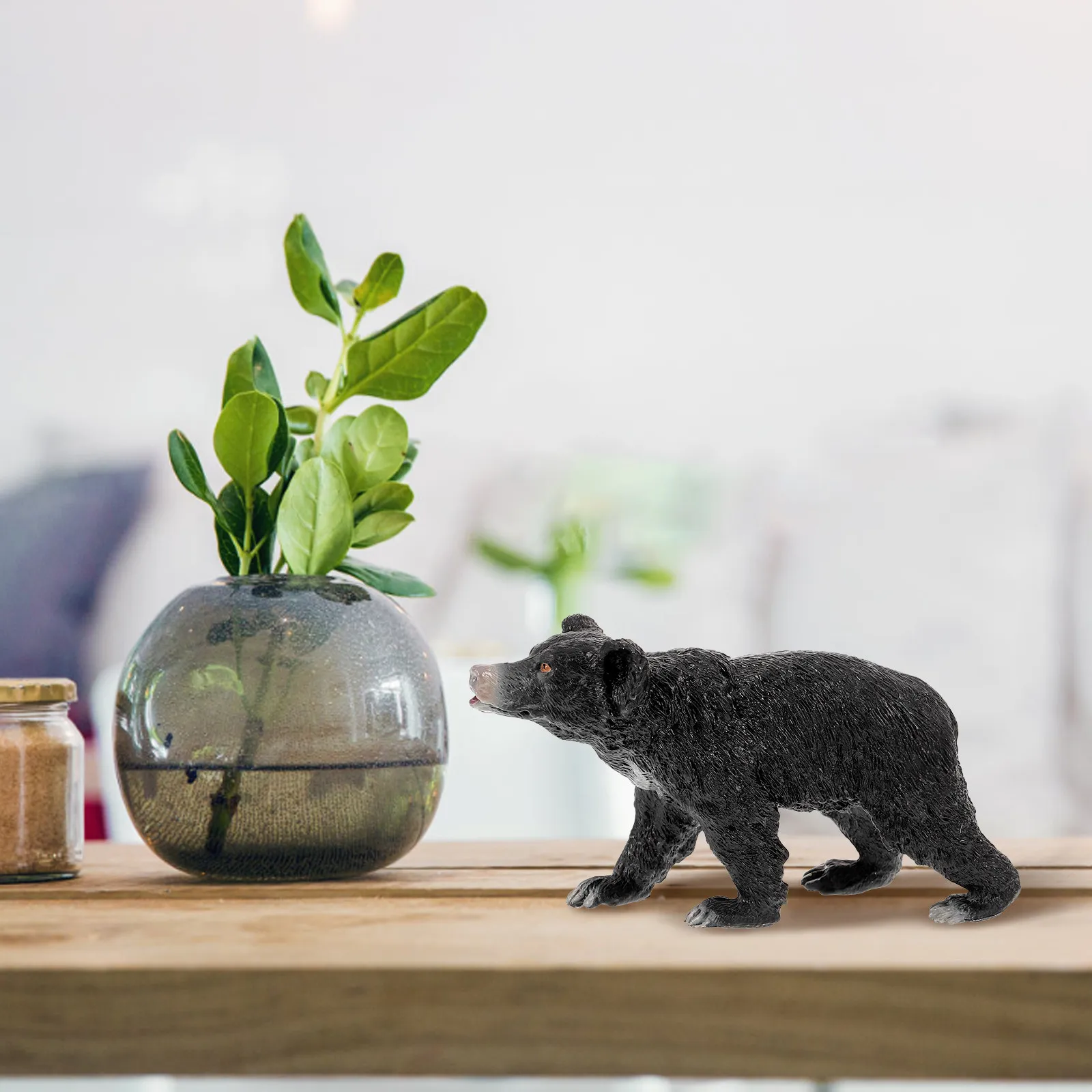 

Black Bear Simulation Plastic Craft Ornament Small Wildlife Animal Decoration Desktop Home Office Decorative Bear Figure