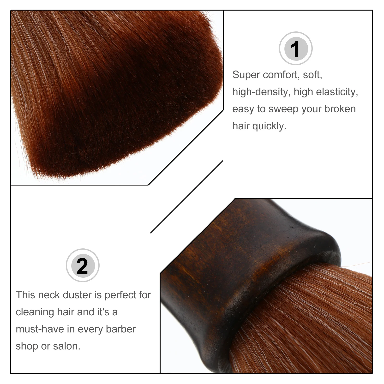 

Hair Cutting Brush Wooden Handle Portable Neck Duster Soft Nylon Fiber High-Density Cleaning Brush for Barbers