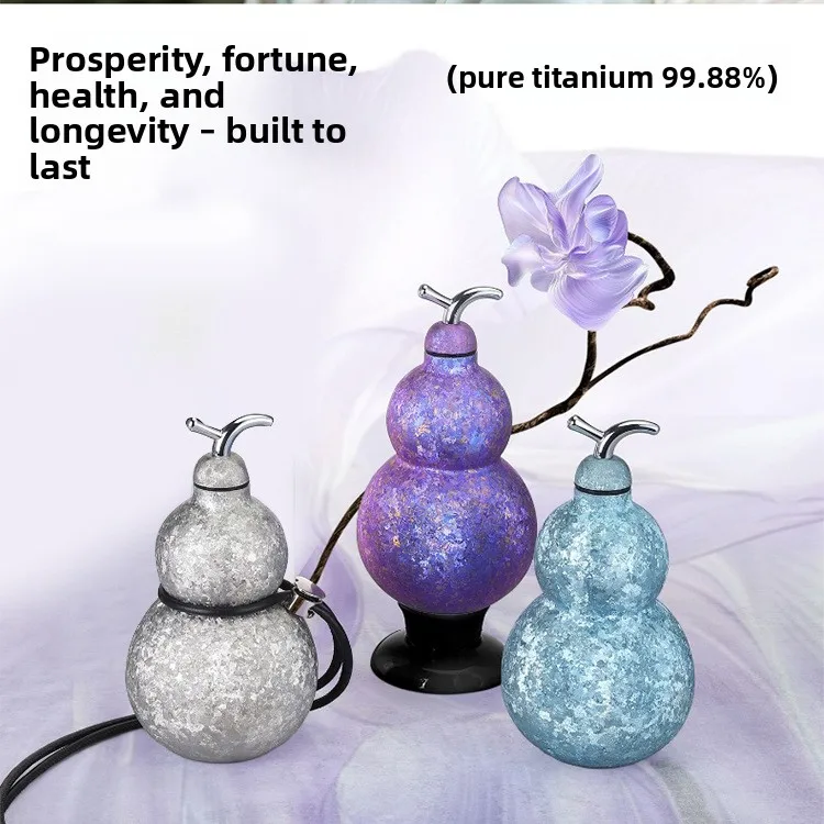 Titanium Gourd Water Bottle with Strap Rope Whiskey Liquor Wine Flask Portable Drinkware for Outdoor Camping Hiking