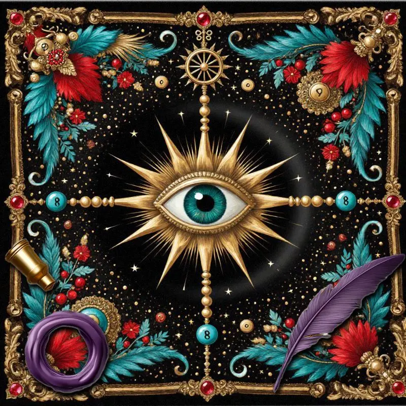 VIKAMA Tarot Altar Cloth Evil Eye Divination Mat Reading Witchcraft Spiritual Ritual Mystical Ornate Protection