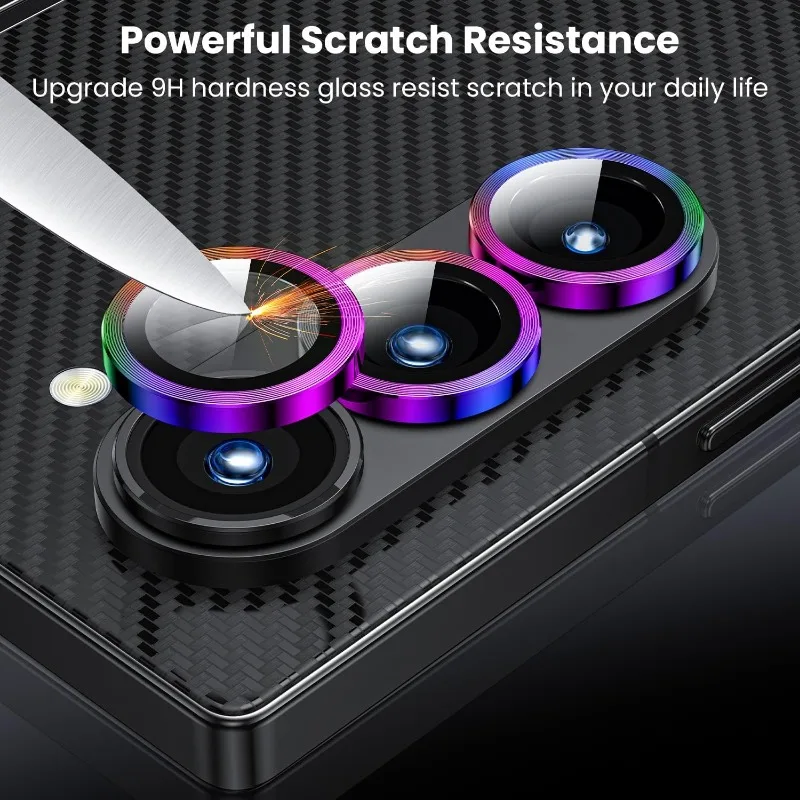 2 Pcs Camera Lens Protector For Samsung Galaxy Z Fold 6 5 4 Z Flip 6 Protective Tempered Glass Screen Protector Metal Case Cap