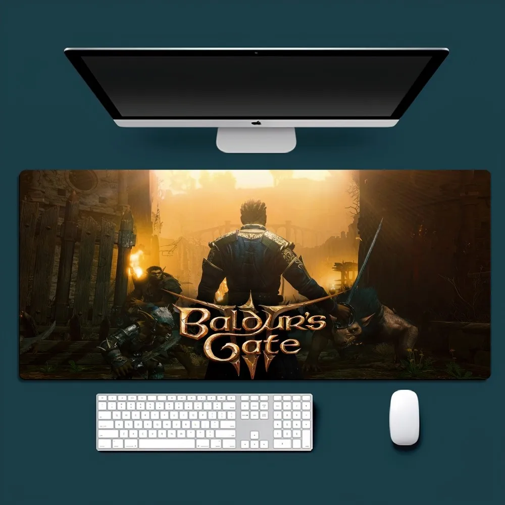 Juego b-baldurs Gate 3 BG3, alfombrilla de ratón genial para oficina, PC pequeña y grande, teclado, ratón, juego de goma, alfombrilla antideslizante para ratones grande