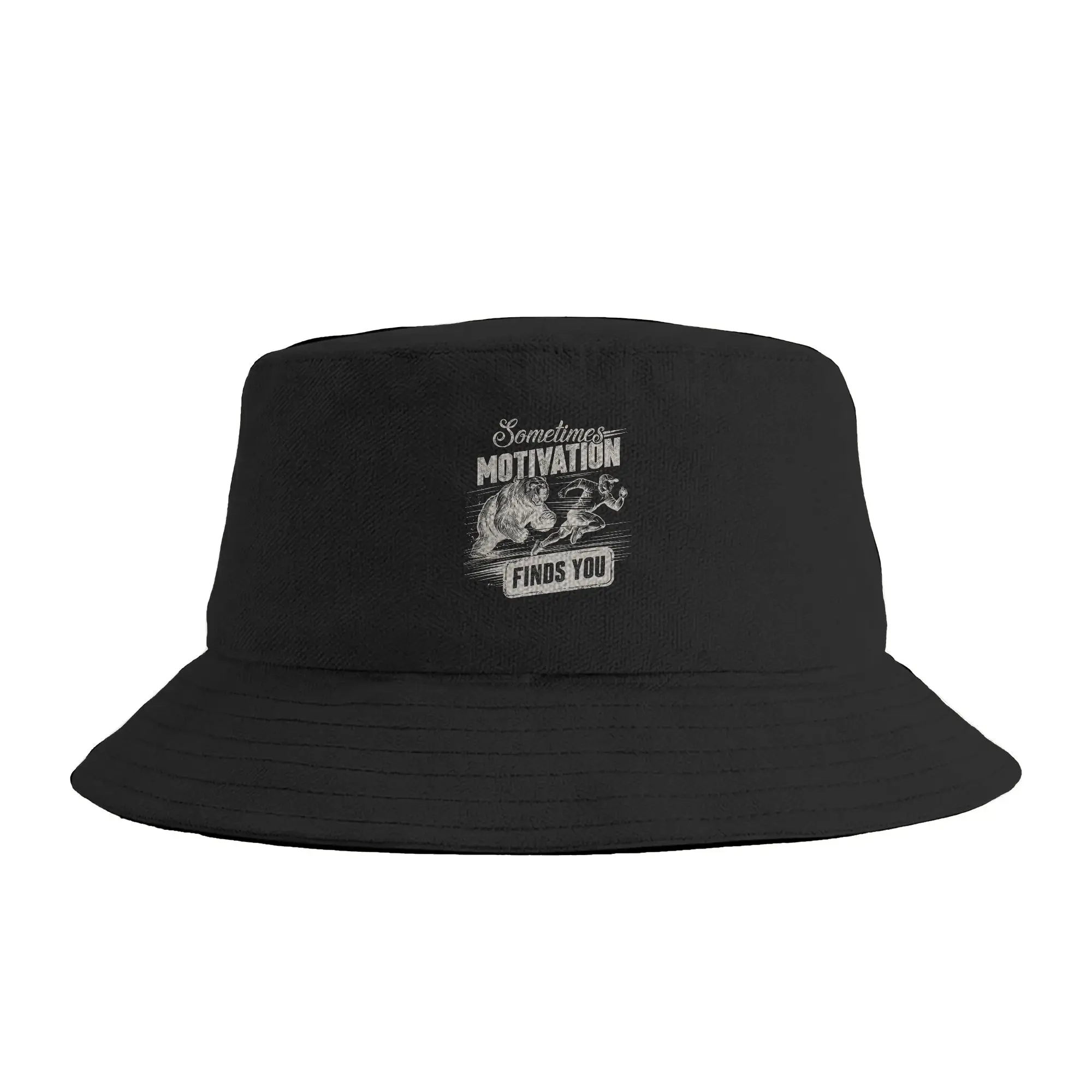 Sometimes Motivation Finds You Funny Running Motivational Bucket Hat For Unisex Fisherman Hats Casual Travel Hiking Caps Hip Hop