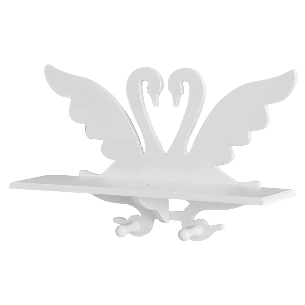 

Wall Shelf Hollow Out Floating Storage Rack White Swan Decorative Wall Mounted Bedroom Living Room Shelves Small Space Organizer