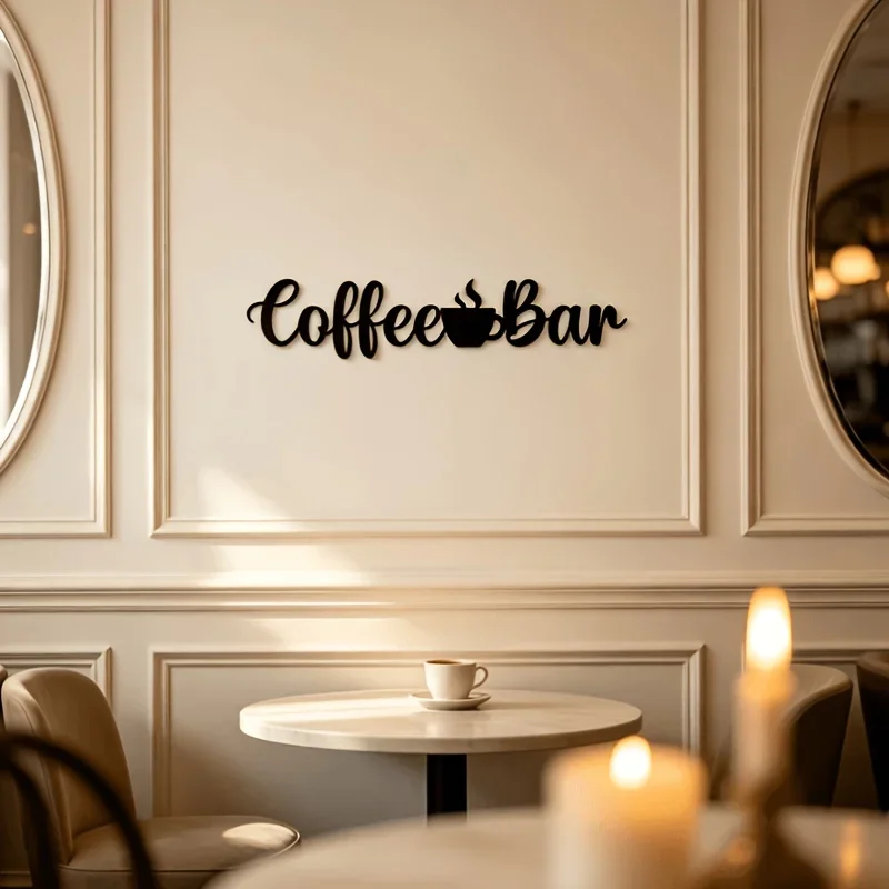 CIFBUY Coffee Bar Cursive Text Metal Wall Art Iron Hanging Sculpture Kitchen Cafe Home Decor Unique Gift