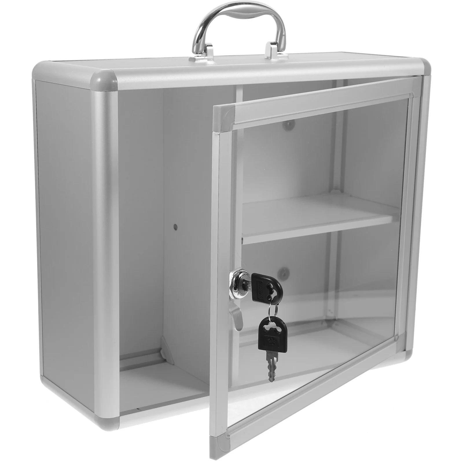 

Multi-grid Lockable Medicine Box Household Emergency Medicine Container Wall Hanging Box with Clear Lid