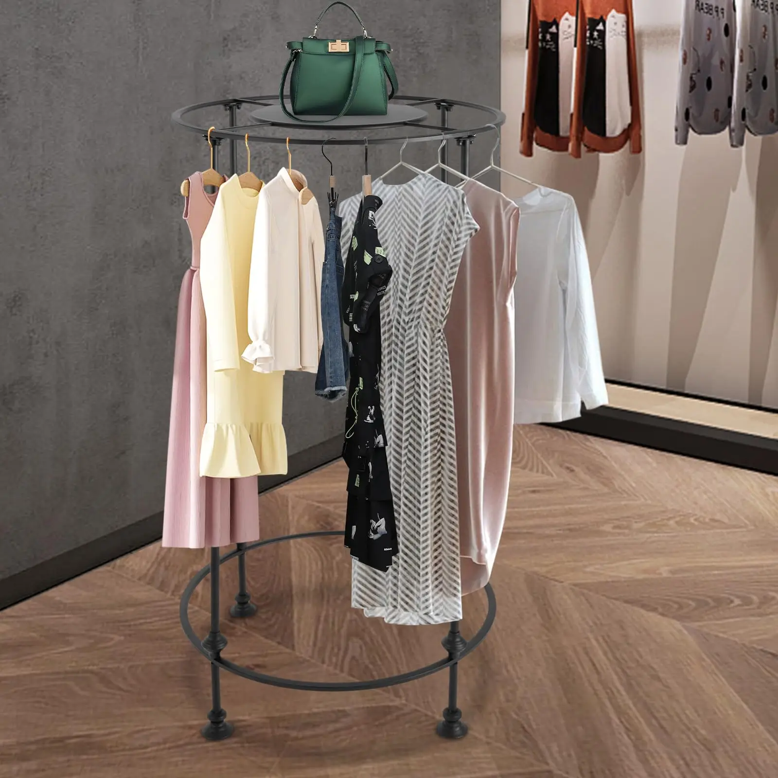 

Retail Garment Display Rack, Hanging Clothing Rack with Display Table, Floor-Standing Clothes Storage Rack for Bedrooms Boutique