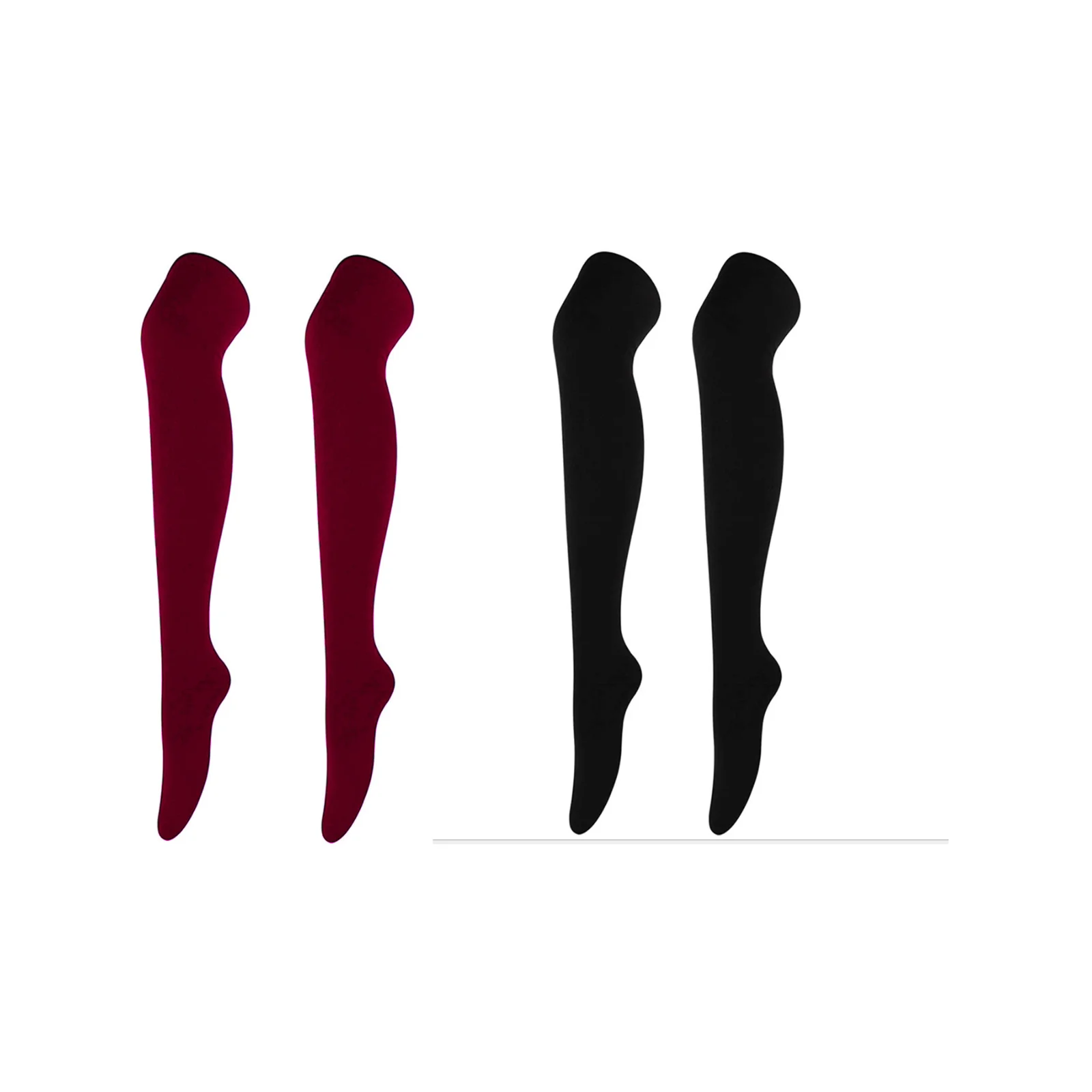 

Burgundy + black solid color over-the-knee socks and high socks combo pack