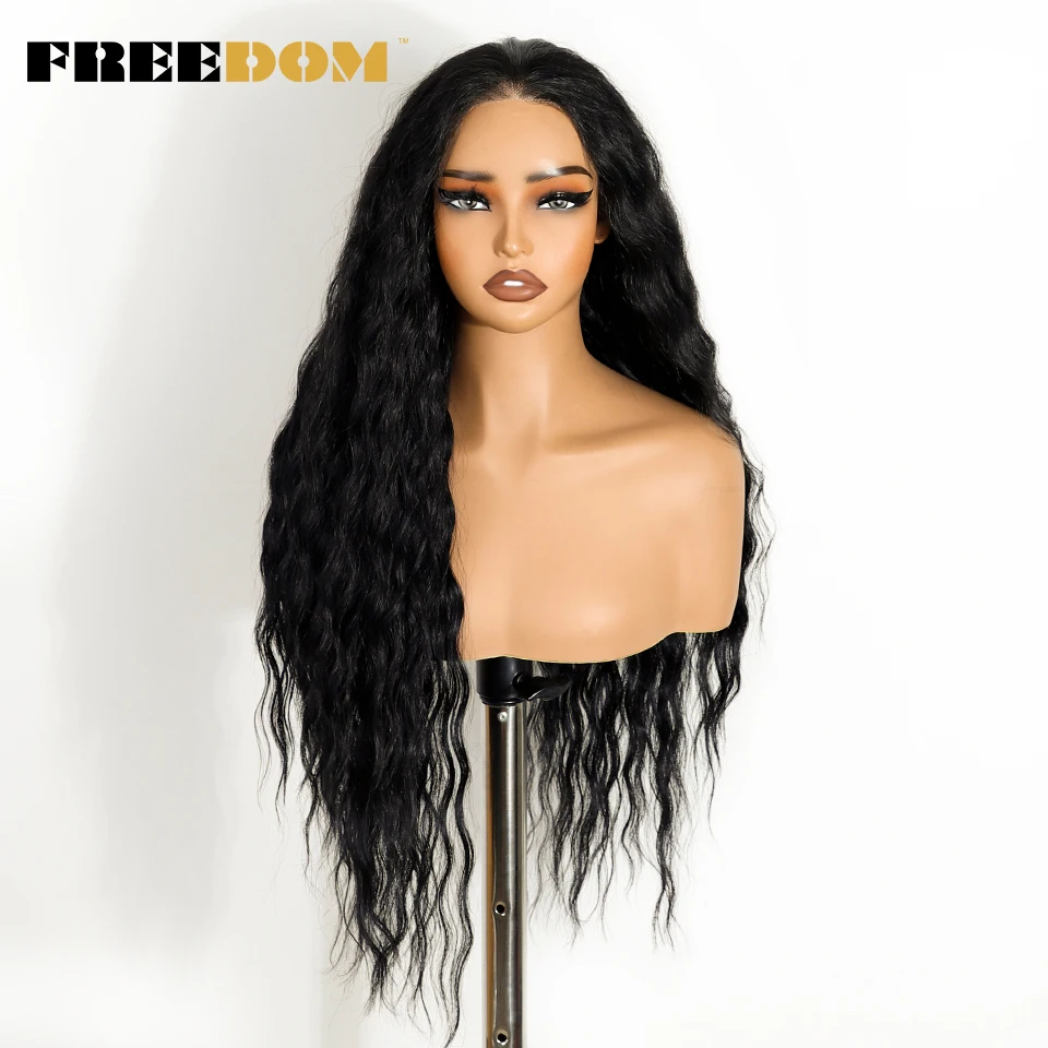 VRIJHEID Krullend Synthetische Lace Front Pruiken Voor Zwarte Vrouwen T Deel & 6x4 Pre Geplukt Wear and Go lijmloze Pruik Gember Cosplay Pruiken
