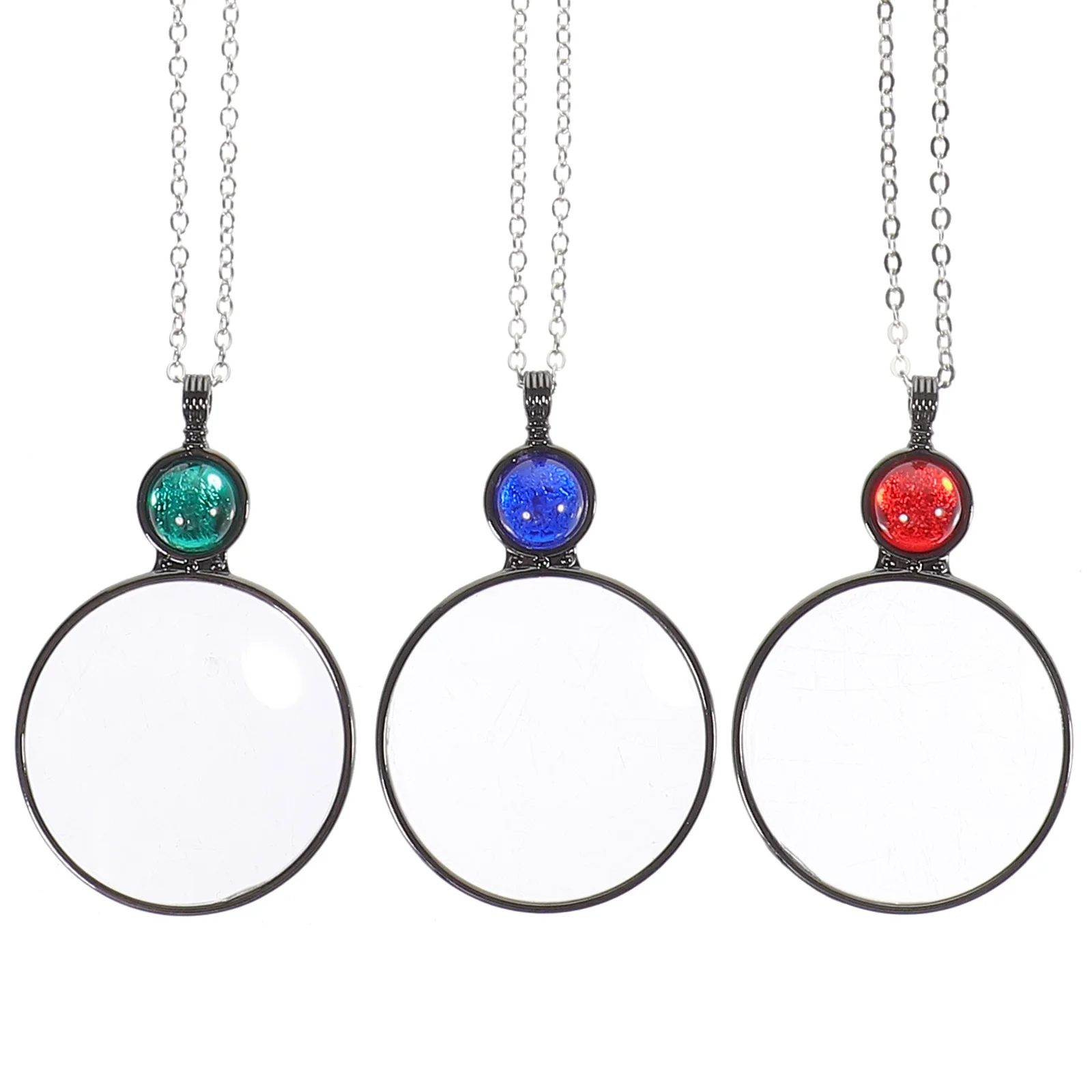 

3Pcs Magnifying Glass Pendant Necklace Sturdy Alloy Portable Lightweight Magnifier Necklace for Reading Sewing Gift
