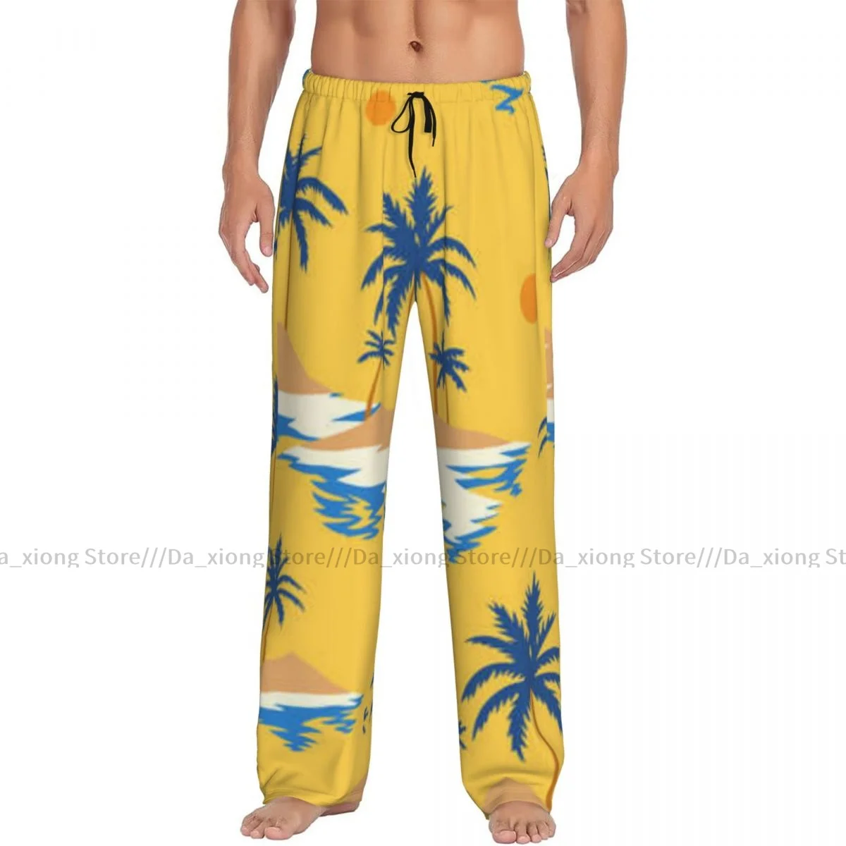 Men Sleep Bottoms Male Lounge Trousers Men's Vintage Summer Tropical Palm Trees Pajama Pants