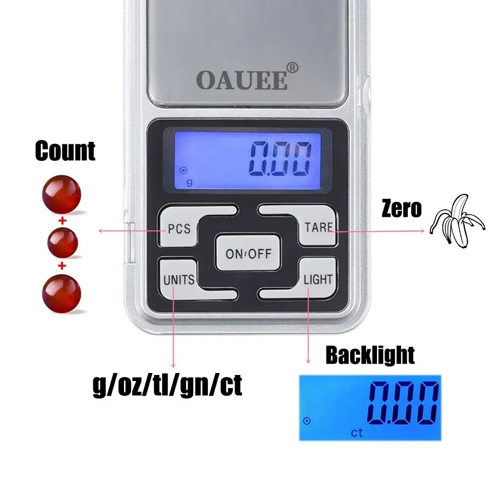 Mini Digital Scale High Accuracy Jewelry Weight Pocket Scales 100/200/300/500g 0.01g/0.1g LCD Display Electronic Kitchen Scale