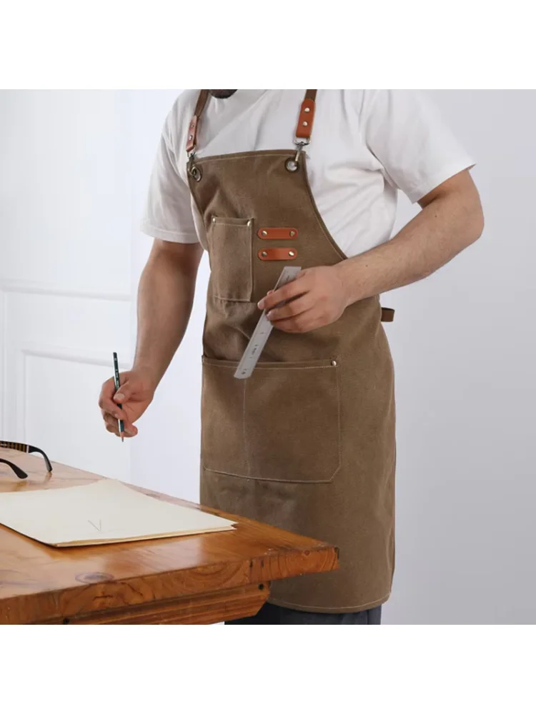 Thick canvas apron, kitchen, coffee, hair salon, carpenter, horticultural worker, denim strap, cotton apron