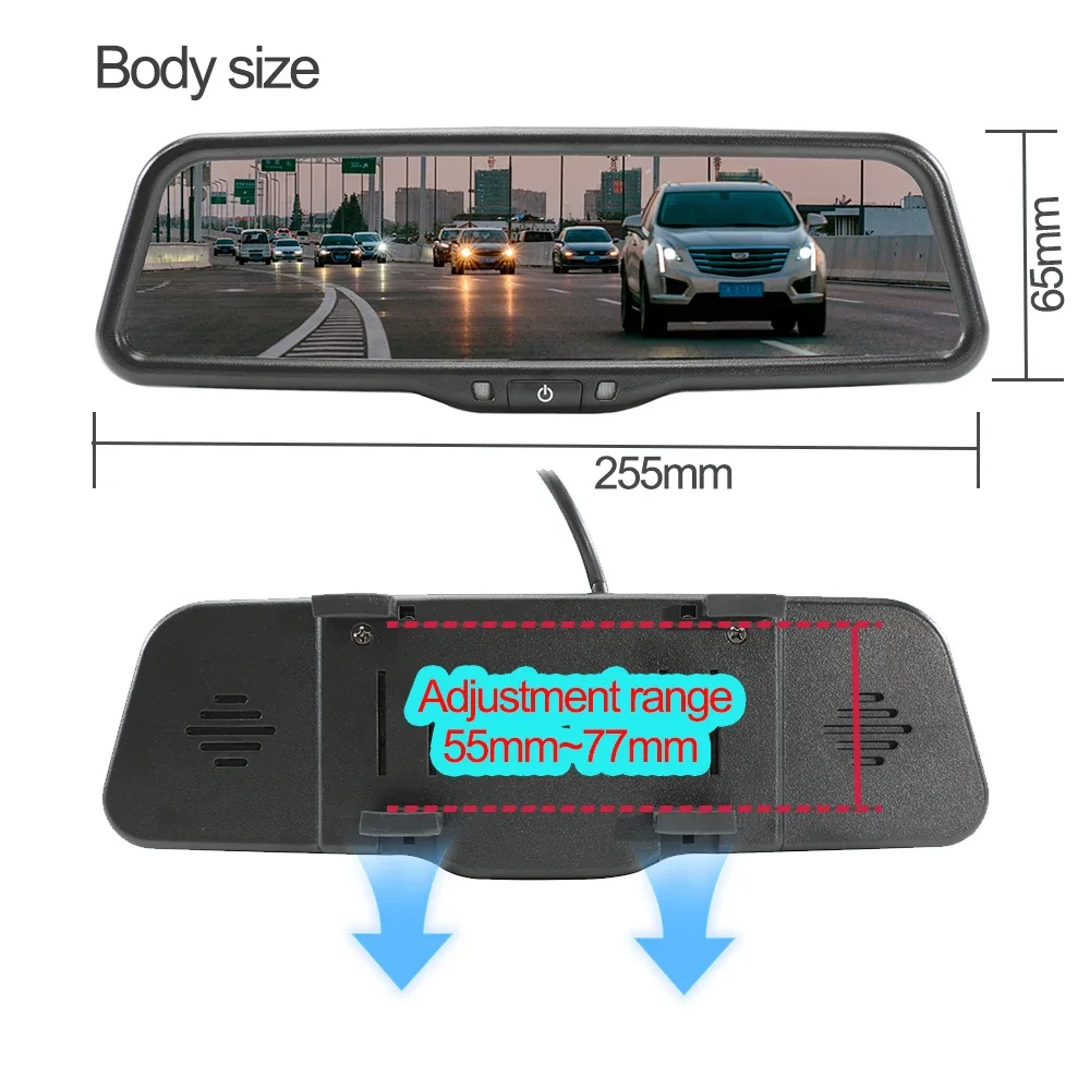 9.66Inch Universal Digital Rearview Mirror Monitor AHD 1080P IPS Full Screen Display For Audi Benz BMW Ford Toyota Car Monitor