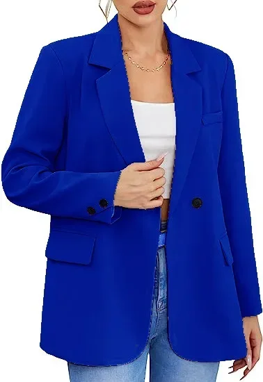 Women Coats Long Sleeve Blazer Single Button Turn Down Collar Solid Color Pockets Cardigan Jackets Office Lady Outerwear Slim