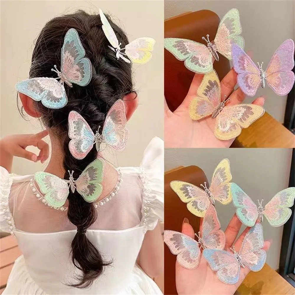 Moving Butterfly Hair Clips for Kids Sweet Cute Fairy Colorful Butterfly Hairpin Princess Headdress Girl\'s Hair Accessories