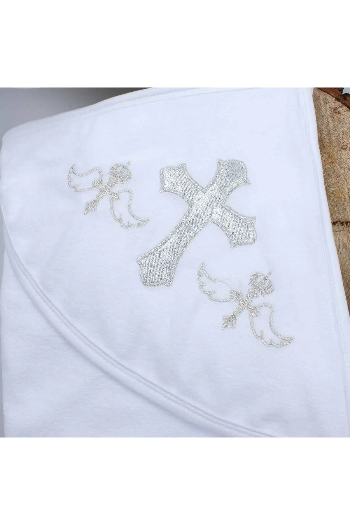 White Baptism Boy Girl Newborn Crucifix Hooded Drying Towel Rebirth Religious Ceremony Towel Babies Spiritual The Church