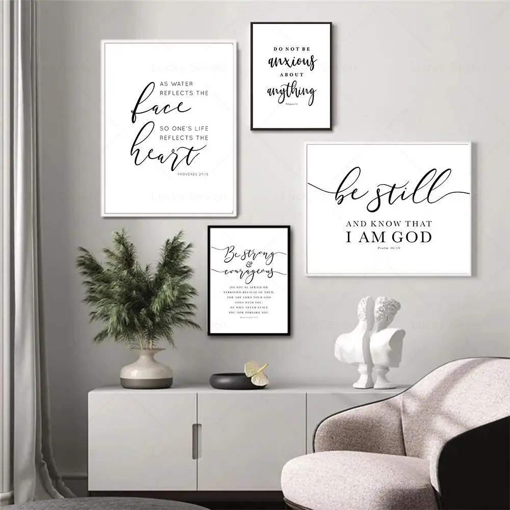 الكتاب المسيحي يقتبس شعبية في الخط النصي الحد الأدنى الفني الملصقات الكتاب المقدس الآية قماش طباعة غرفة المعيشة جدار ديكور فني #3