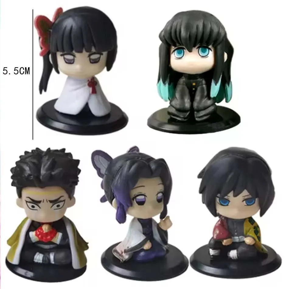 5 estilos/juego versión Q Demon Slayer muñeca fantasma sentada Tanjiro Nidouzi Inosuke Zenizu figura de acción modelo de película juguetes muñeca