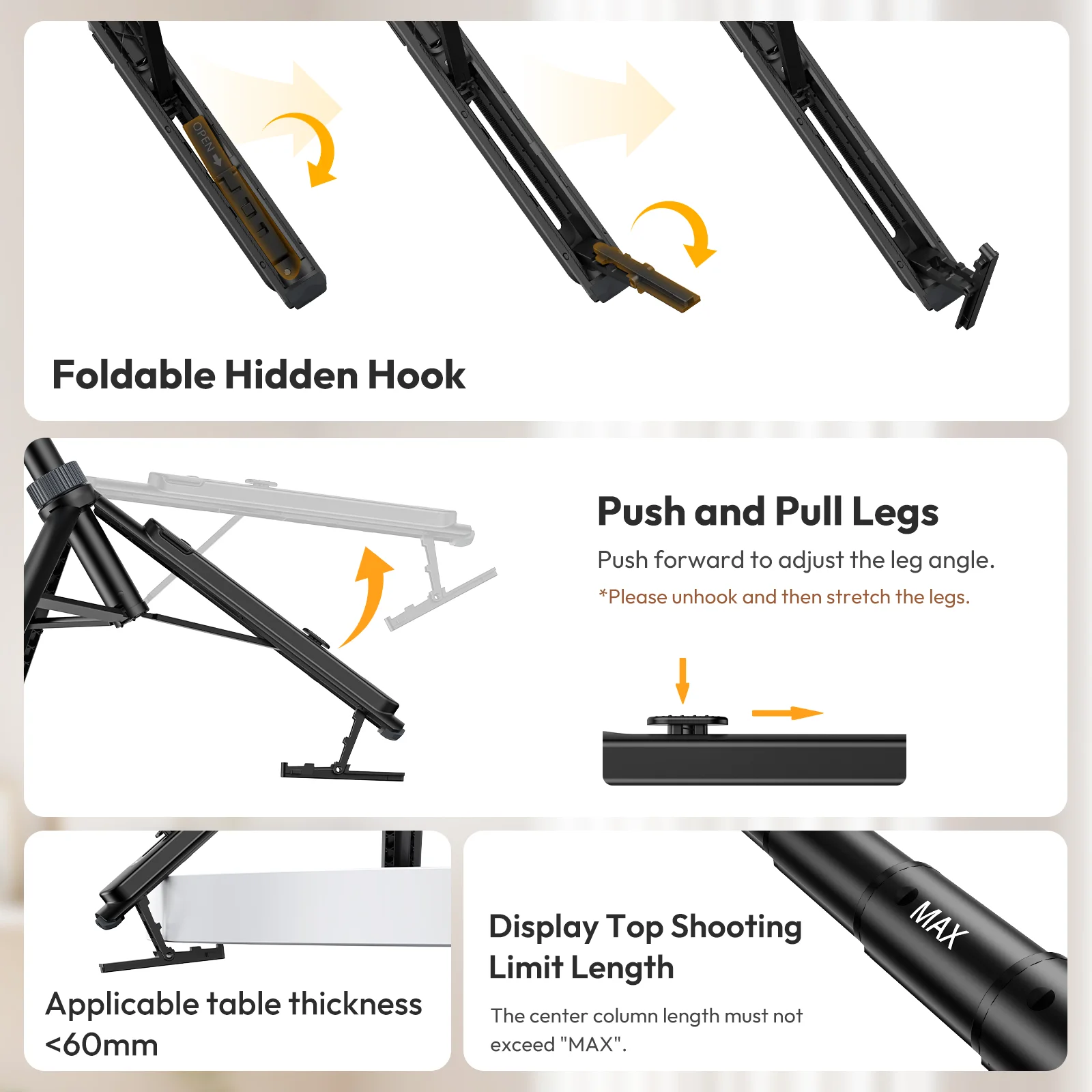 Ulanzi TT88 سطح المكتب العلوي قوس السرعوف ترايبود لنظام أندرويد أبل آيفون 16 15 Smatphone مع المشبك المغناطيسي حذاء بارد مزدوج