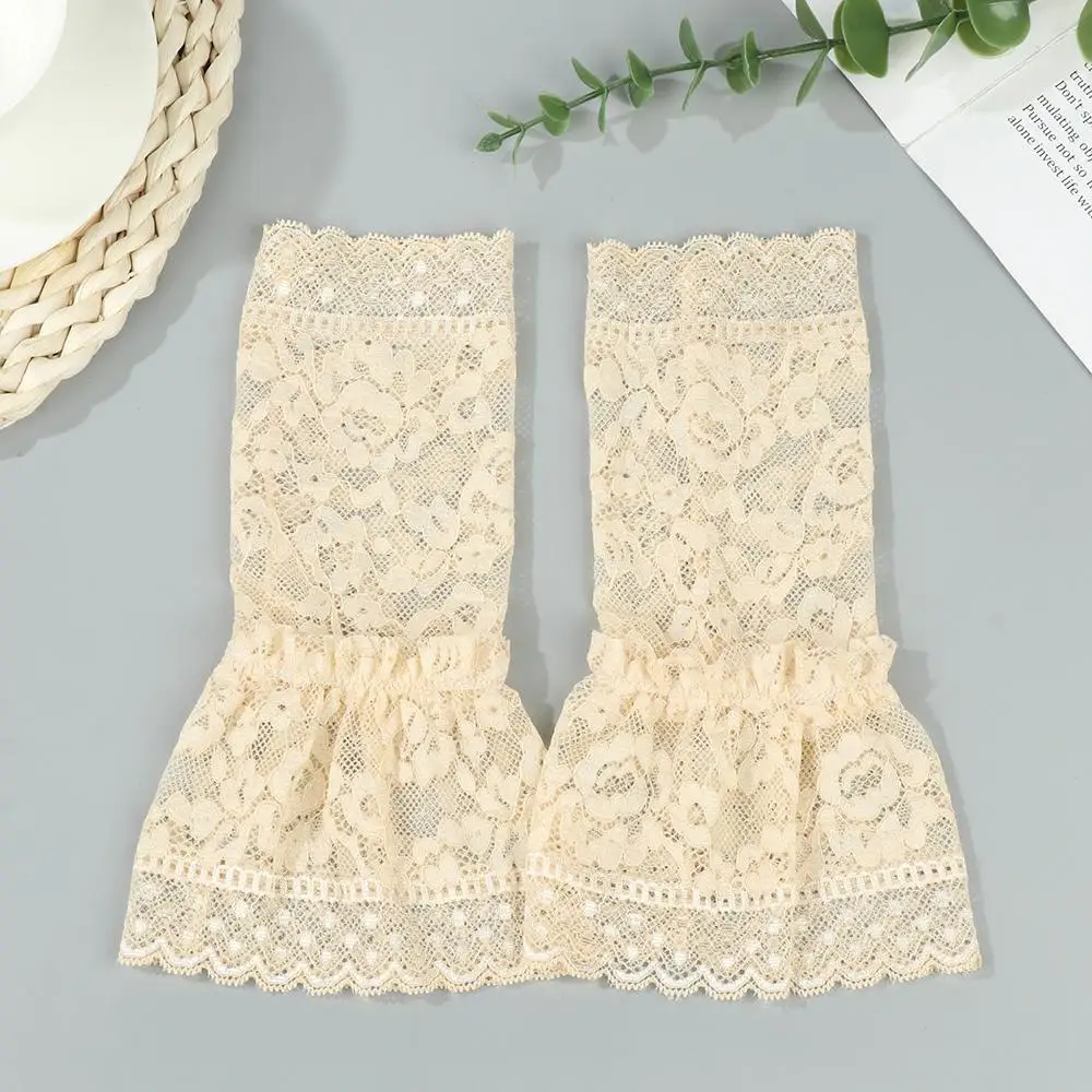 1Pair Universal Sweater Decorative Arm Cover Gloves Lace Cuffs Fake Sleeve Detachable Sleeve Cuffs Ruffles Elbow Sleeve