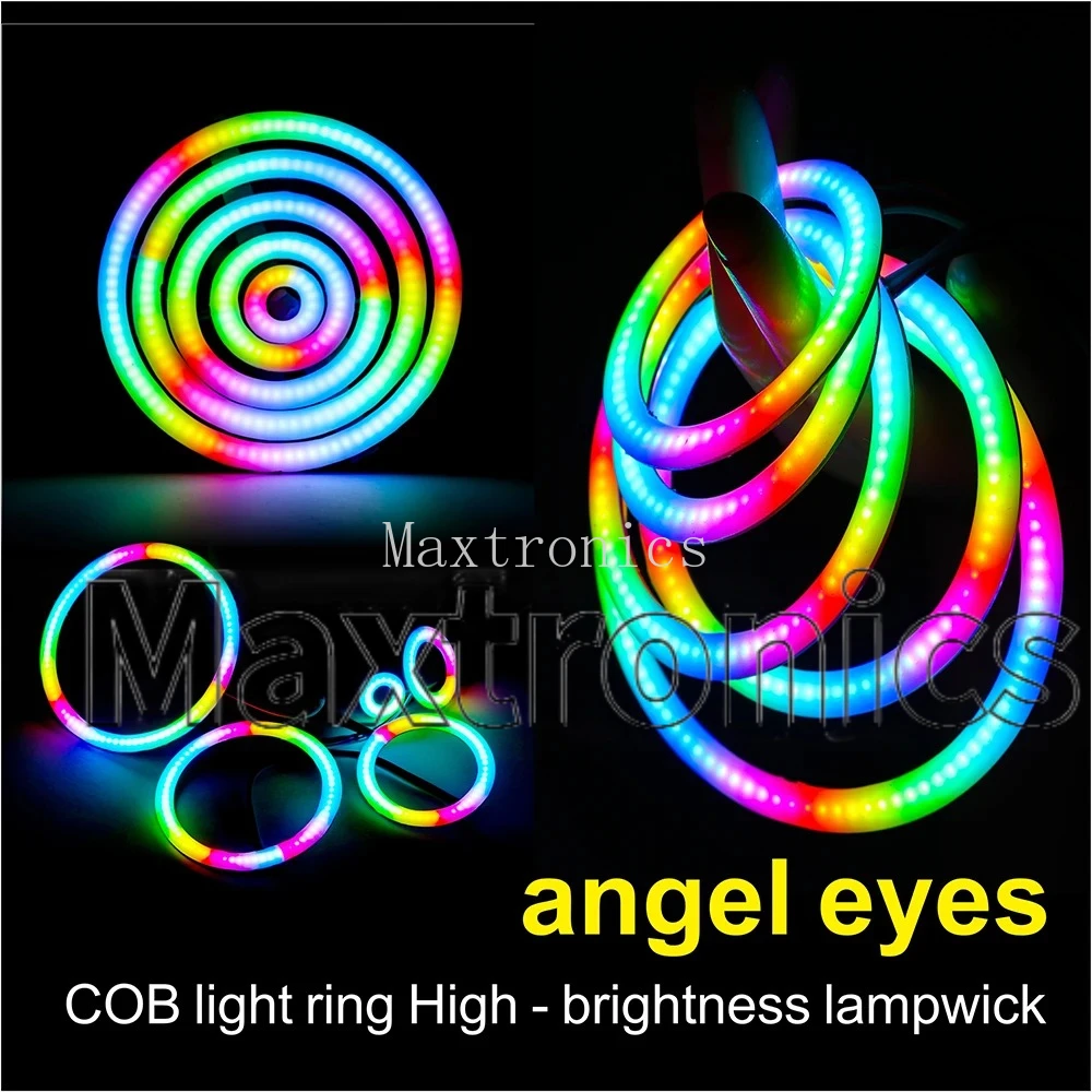 

Индивидуально адресуемые светодиодные кольца WS2812B FCOB RGB 18/36/54/72/90 светодиодов / Плата без корпуса 8/16/24/35/45 SP611E с Bluetooth-контроллером через приложение