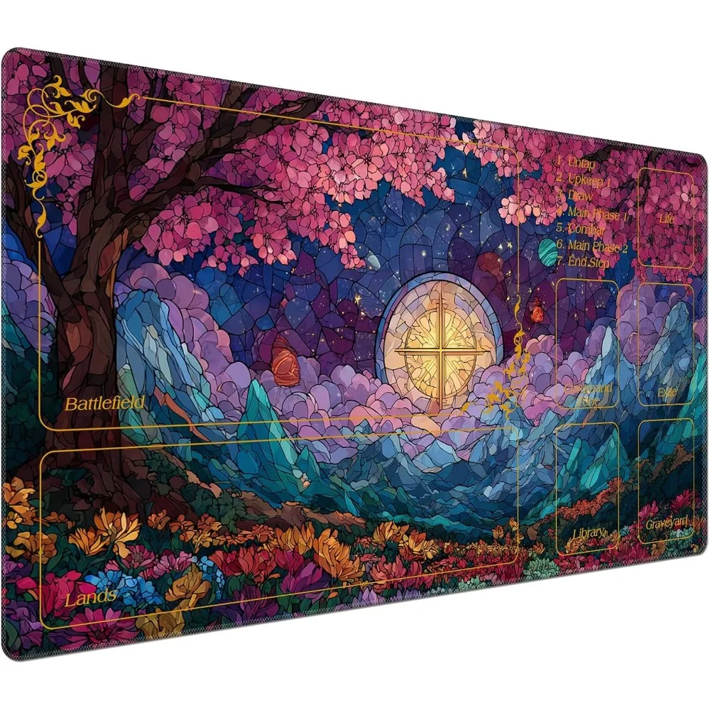 Gothic Castle Zoned TCG Play Mat Durable Smooth Tabletop Deskpad Party Gathering Card GameMat Non-slip Keyboard PC Game MousePad