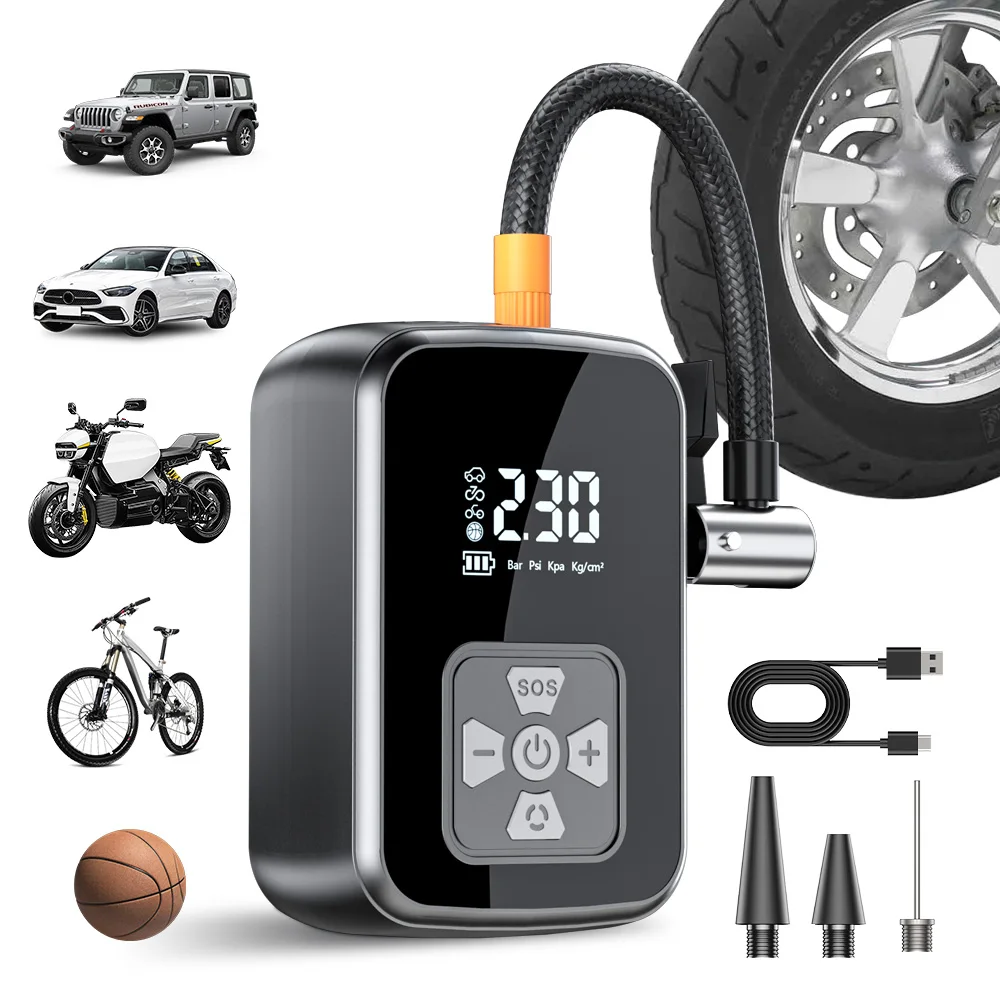 

YIJU Rechargeable Tire Inflator Electric Portable Inflator For Motorcycle Car Bicycle Air Compressor Football Ball Inflator Pump