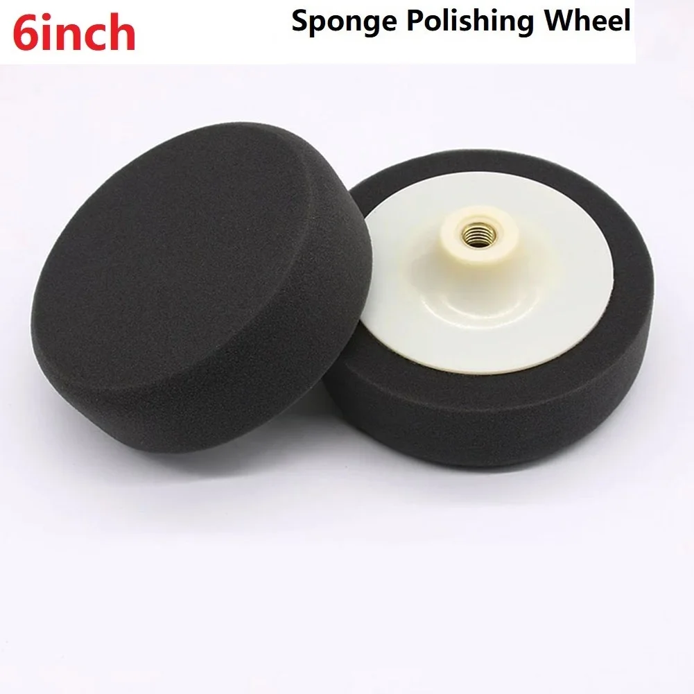 For Car Polishing Sponge Heads Accessories Black Hub Replacement Roundness 150mm 1pcs 6inch For Car Sponge Foam